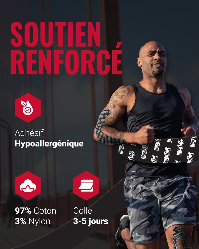 روك تايب شريط علم الحركة Rocktape للرياضيين (أزرق داكن، 2 بوصة × 16.4 قدم) - Image 2